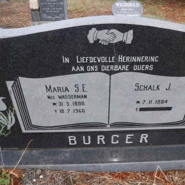 BURGER Schalk J. 1884- &amp; Maria S.E. WASSERMAN 1888-1966