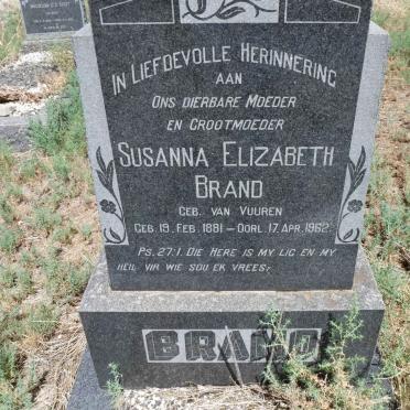 BRAND Susanna Elizabeth nee VAN VUUREN 1881-1962
