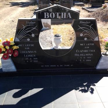 BOTHA Theunnus Lewies 1926-1992 &amp; Elizabeth Wilhelmina 1932-2003