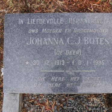 BOTES Johanna C.J. nee DE BEER 1913-1995