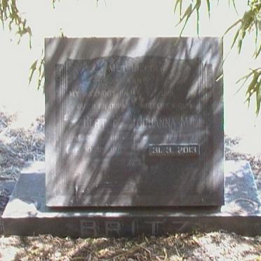 BRITZ Gert F. 1914-1987 &amp; Johanna M.E. 1923-2013