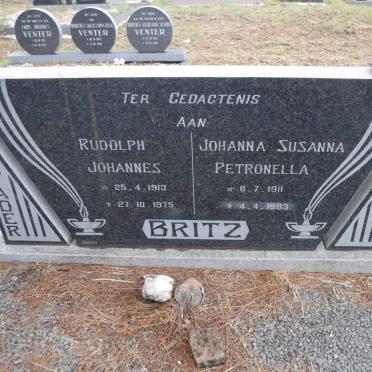 BRITZ Rudolph Johannes 1913-1975 &amp; Johanna Susanna Petronella 1911-1983