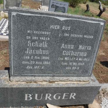 BURGER Schalk Jacobus 1866-1952 &amp; Anna Maria Catharina MELLET 1866-1959