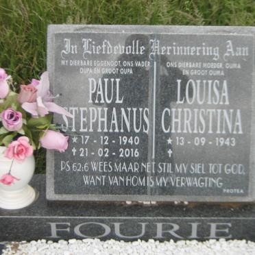 FOURIE Paul Stephanus 1940-2016 &amp; Louisa Christina 1943-