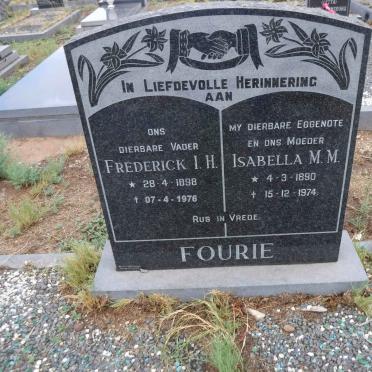 FOURIE Frederick I. H. 1898-1976 &amp; Isabella M.M. 1890-1974