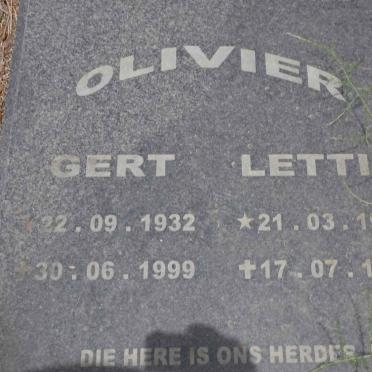 OLIVIER Gert 1932-1999 &amp; Lettie 1928-1999