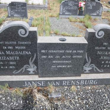 RENSBURG Nicolaas Johannes, Janse van 1918-2008 &amp; Anna Magdalena Elizabeth 1922-1971