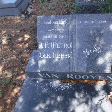 ROOYEN P.F., van nee HEFER 1924-