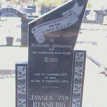 RENSBURG Rudi, Jansen van 195?-1987