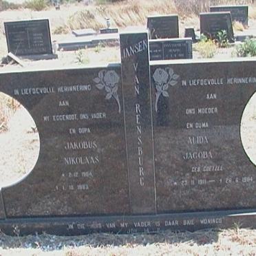 RENSBURG Jacobus Nikolaas, Jansen van 1904-1983 &amp; Alida Jacoba COETZEE 1911-1984