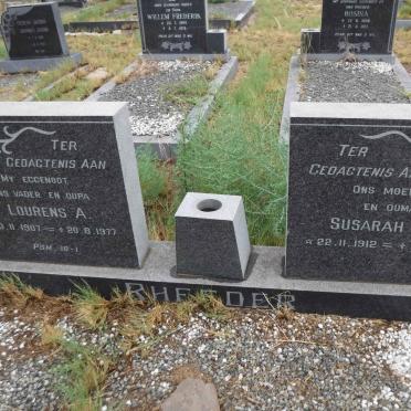 RHEEDER Lourens A. 1907-1977 &amp; Susarah D.J. 1912-2001