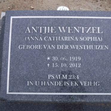 WENTZEL Anna Catharina Sophia nee VAN DER WESTHUIZEN 1919-2012