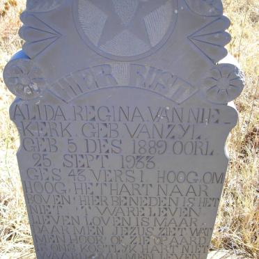 NIEKERK Alida Regina, van nee VAN ZYL 1889-1933