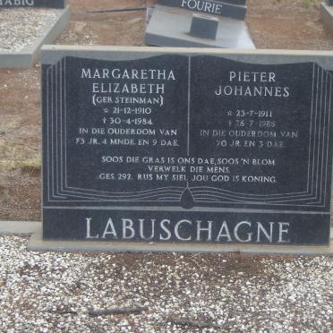 LABUSCHAGNE Pieter Johannes 1911-1985 &amp; Margaretha Elizabeth STEINMAN 1910-1984