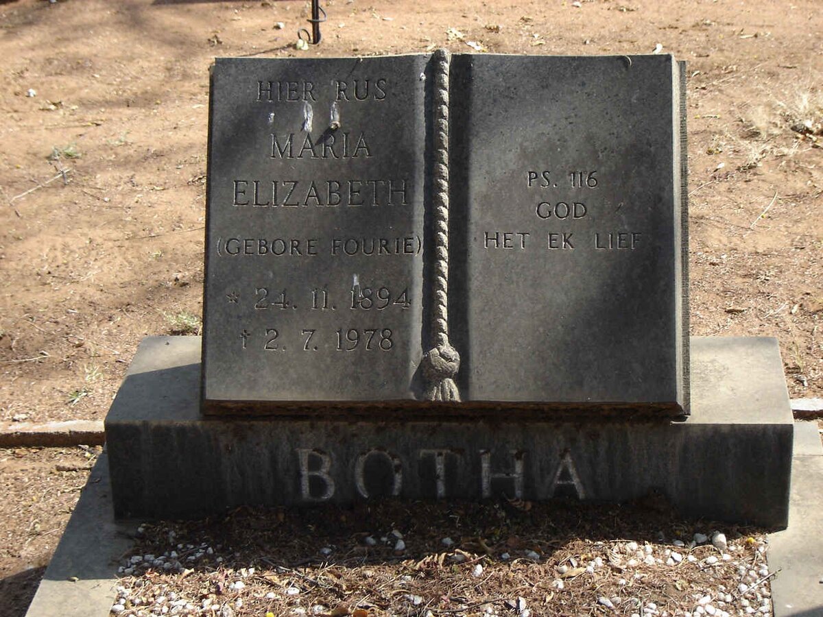 BOTHA Maria Elizabeth nee FOURIE 1894-1978