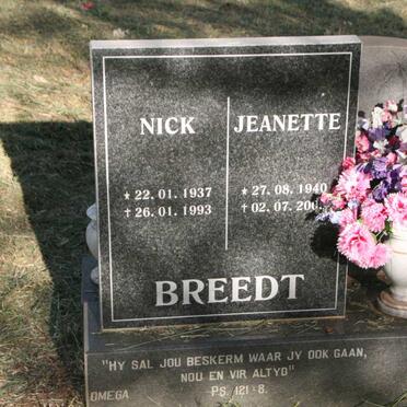 BREEDT Nick 1937-1993 & Jeanette 1940-200?