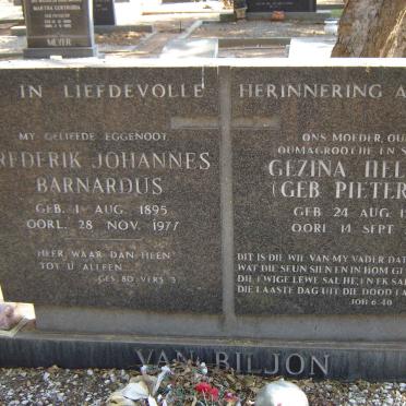 BILJON Frederick Johannes Bernardus VAN