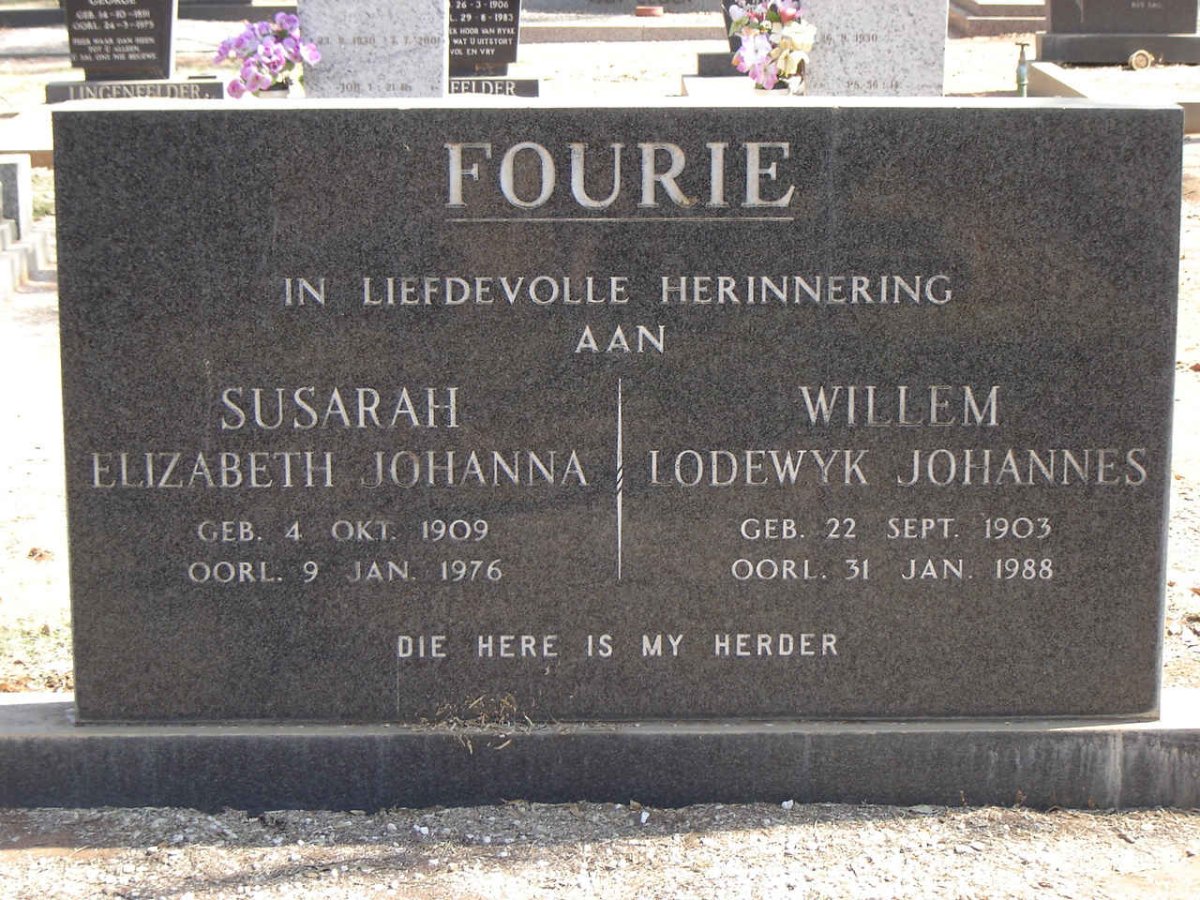FOURIE Susarah Elizabeth Johanna.