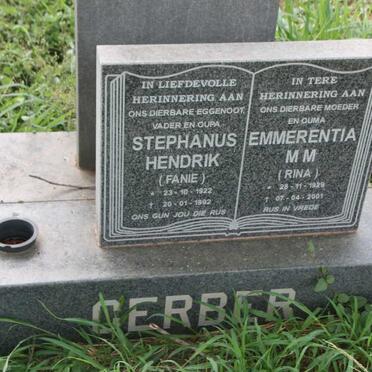 GERBER Stephanus Hendrik 1922-1992 & Emmerentia M.M. 1929-2001