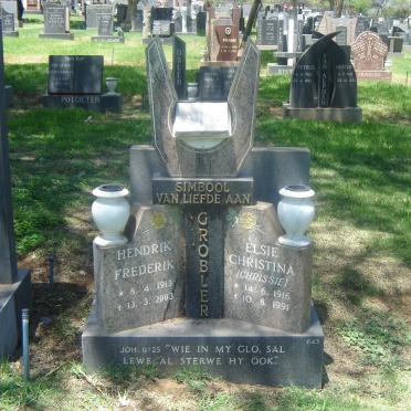 GROBLER Henderik Frederik 1913-2003 &amp; Elsie Christina 1916-1991