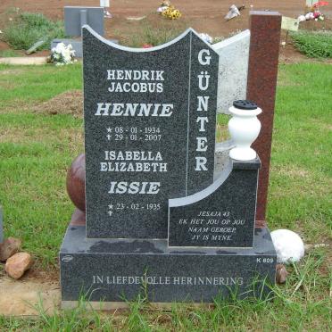 GUNTER Hendrik Jacobus 1934-2007 &amp; Isabella Elizabeth 1935-