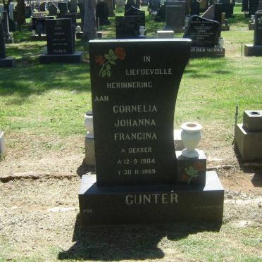 GUNTER Cornelia Johanna Francina nee DEKKER 1904-1989