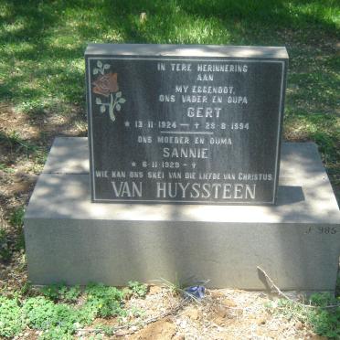 HUYSSTEEN Gert, van 1924-1994 &amp; Sannie 1929-