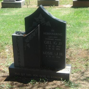 KLEYNHANS G.J. 1913-1991 &amp; J.H. 1916-