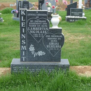 KLEINSMIT Lambertus Nicolaas 1944-2006 &amp; Adriana Wilhelmina 1947-