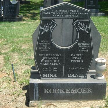 KOEKEMOER Daniel Ceas Petrus 1930- &amp; Wilhelmina Johanna Dorothea Magdalena 1934-1996