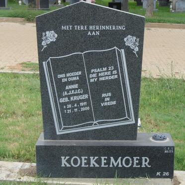 KOEKEMOER A.J.F.J.C. nee KRUGER 1911-2000