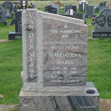 MERWE Magdalena Maria, van der 1945-2001