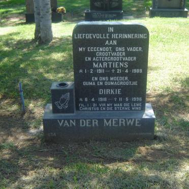 MERWE Martiens, van der 1911-1989 &amp; Dirkie 1918-1996