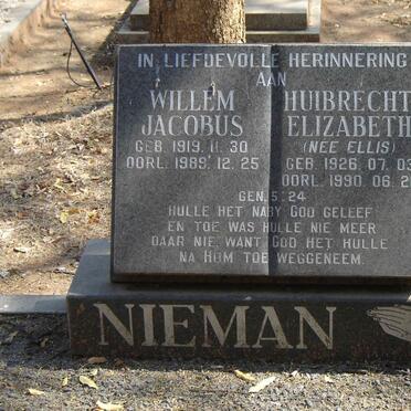 NIEMAN Willem Jacobus 1919-1989 & Huibrecht Elizabeth ELLIS 1926-1990