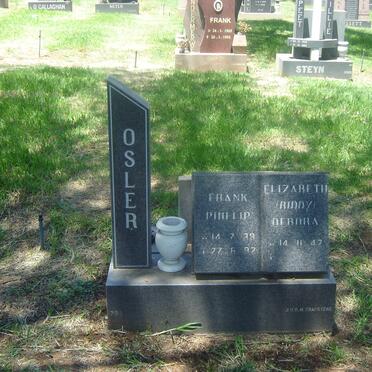 OSLER Frank Phillip 1939-1992 &amp; Elizabeth Debora 1942-