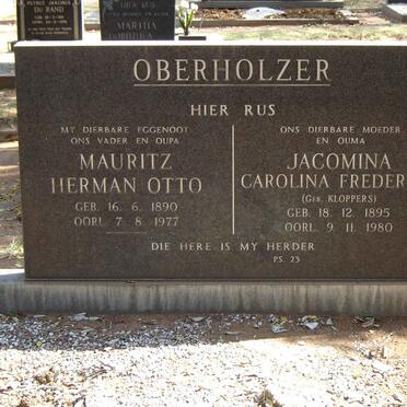 OBERHOLZER Mauritz Herman Otto 1890-1977 & Jacomina Carolina Frederika KLOPPERS 1895-1980