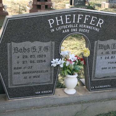 PHEIFFER E.N.G. 1927-2010 & S.F.G. 1929-1994