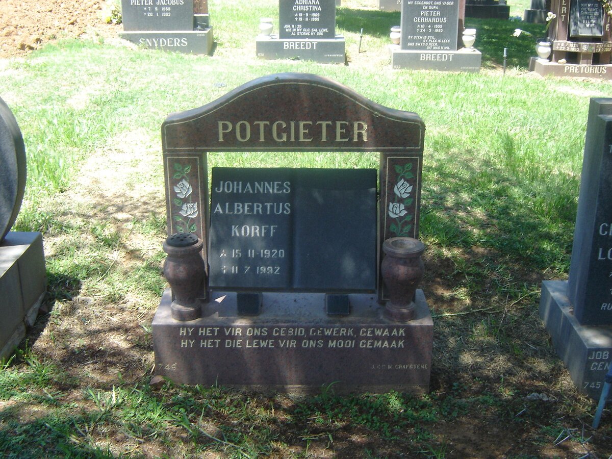 POTGIETER Johannes Albertus Korff 1920-1992