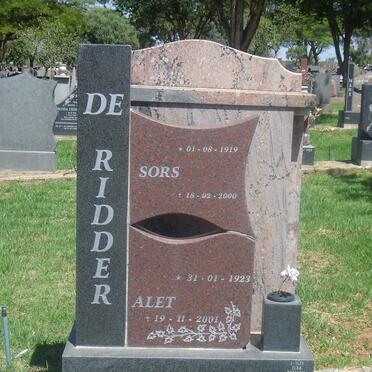 RIDDER Sors, de 1919-2000 &amp; Alet 1923-2001