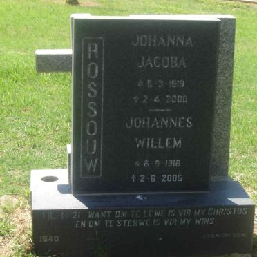ROSSOUW Johannes Willem 1916-2005 &amp; Johanna Jacoba 119-2000