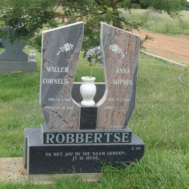 ROBBERTSE Willem Cornelius 1945-2002 &amp; Anna Sophia 1949-