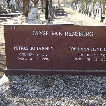 RENSBURG Petrus Johannes, Janse van 1919-1990 & Johanna Hendrina 1923-1994