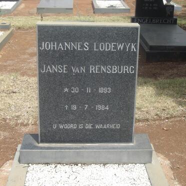 RENSBURG Johannes Lodewyk, Janse van 1893-1984