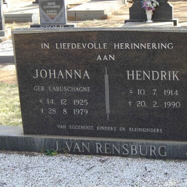 RENSBURG Hendrik, J. van 1914-1990 & Johanna LABUSCHAGNE 1925-1979