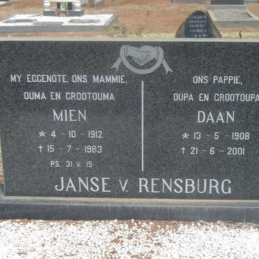 RENSBURG Daan, Janse van 1908-2001 &amp; Mien 1912-1983