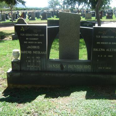 RENSBURG Jacobus Barend Nicolaas, Janse van 1937-1985 &amp; Halena Aletha 1940-