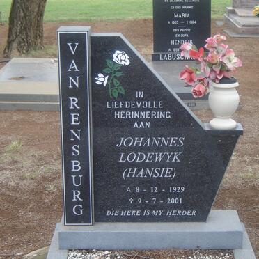 RENSBURG Johannes Lodewyk, van 1929-2001