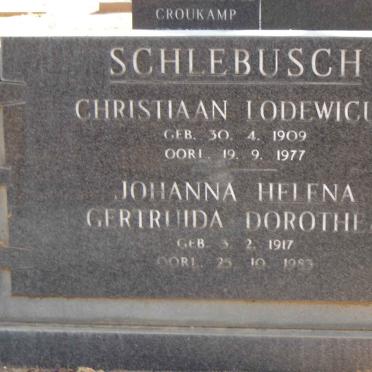 SCHLEBUSCH Christiaan Lodewicus