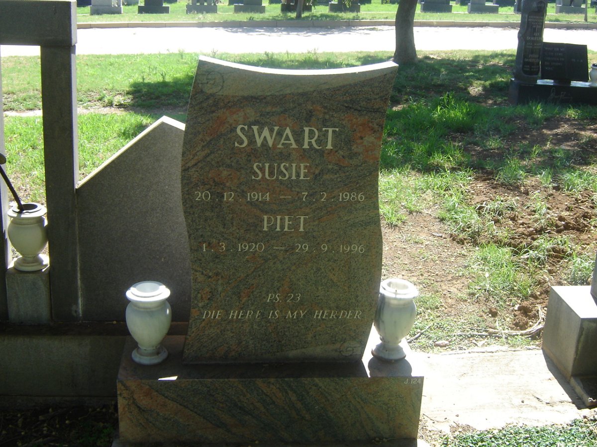 SWART Piet 1920-1996 &amp; Susie 1914-1986
