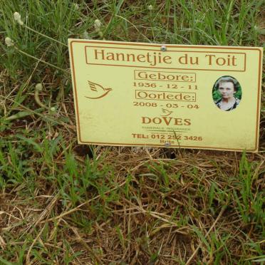TOIT Hannetjie, du 1936-2008
